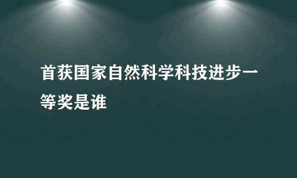 首获国家自然科学科技进步一等奖是谁