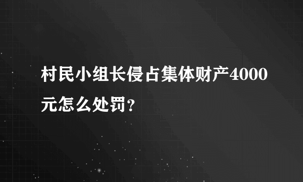 村民小组长侵占集体财产4000元怎么处罚？