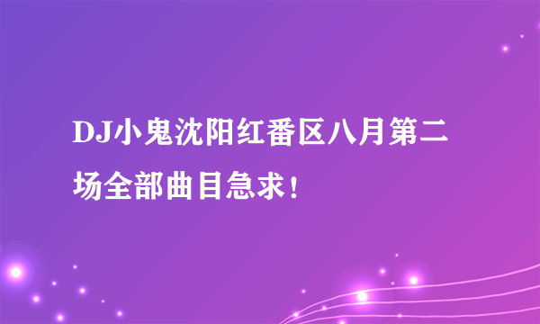 DJ小鬼沈阳红番区八月第二场全部曲目急求！