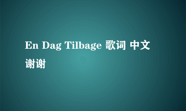 En Dag Tilbage 歌词 中文 谢谢