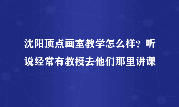 沈阳顶点画室教学怎么样？听说经常有教授去他们那里讲课