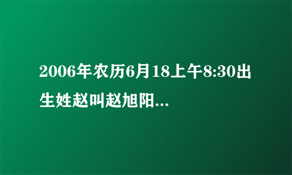 2006年农历6月18上午8:30出生姓赵叫赵旭阳名字好不好