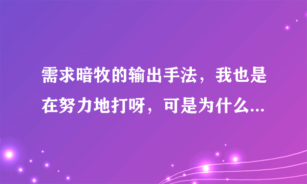 需求暗牧的输出手法，我也是在努力地打呀，可是为什么兰掉的慢，秒伤还很低