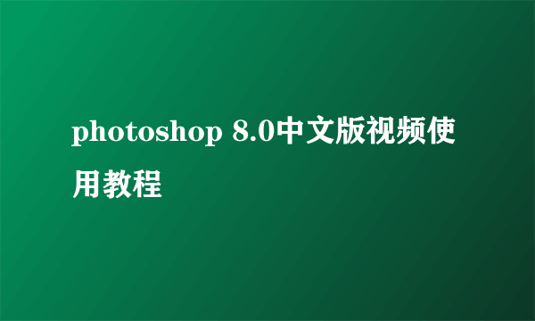 photoshop 8.0中文版视频使用教程