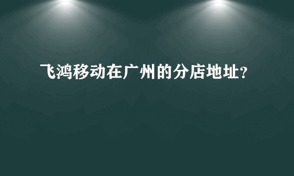 飞鸿移动在广州的分店地址？