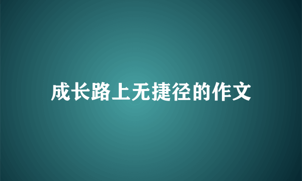 成长路上无捷径的作文