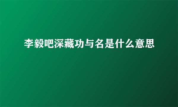 李毅吧深藏功与名是什么意思