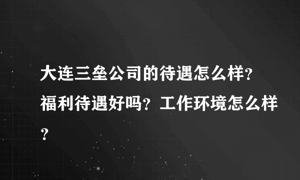 大连三垒公司的待遇怎么样？福利待遇好吗？工作环境怎么样？