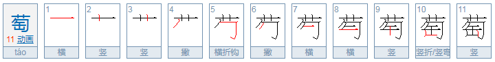 葡萄的萄可以组什么词只能组两个字