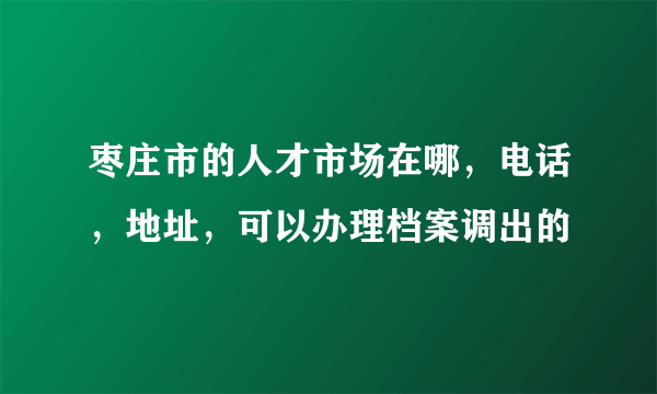 枣庄市的人才市场在哪，电话，地址，可以办理档案调出的