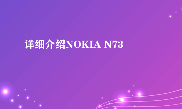 详细介绍NOKIA N73