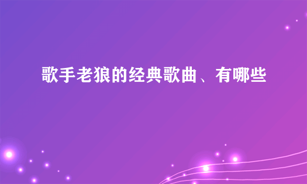 歌手老狼的经典歌曲、有哪些