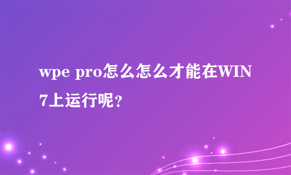 wpe pro怎么怎么才能在WIN7上运行呢？