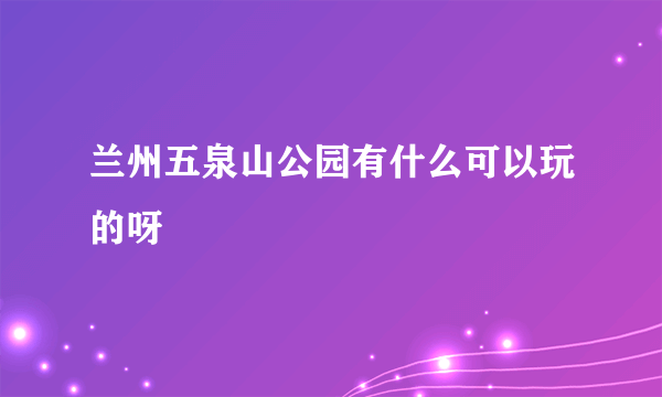 兰州五泉山公园有什么可以玩的呀