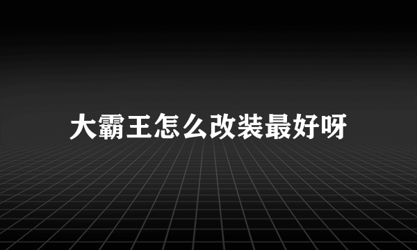 大霸王怎么改装最好呀