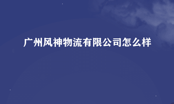 广州风神物流有限公司怎么样