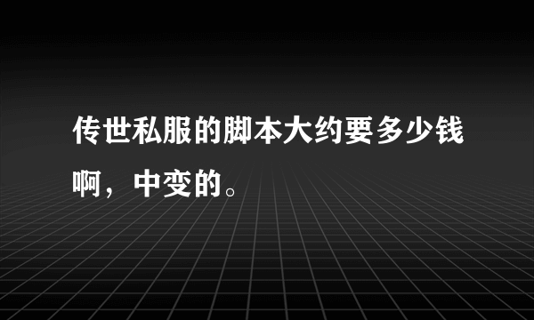 传世私服的脚本大约要多少钱啊，中变的。