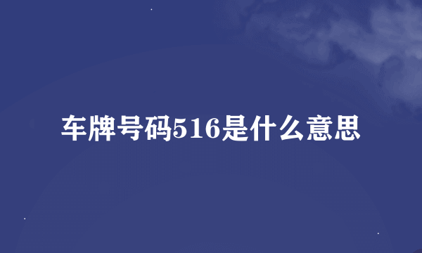 车牌号码516是什么意思