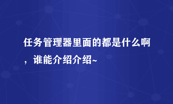 任务管理器里面的都是什么啊，谁能介绍介绍~