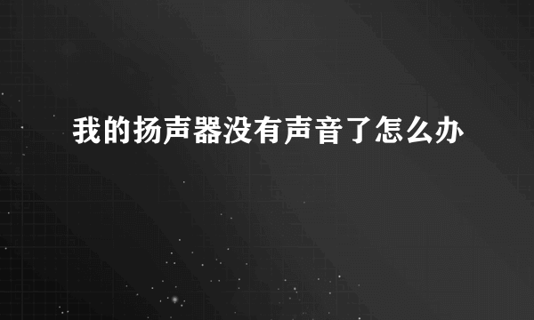 我的扬声器没有声音了怎么办