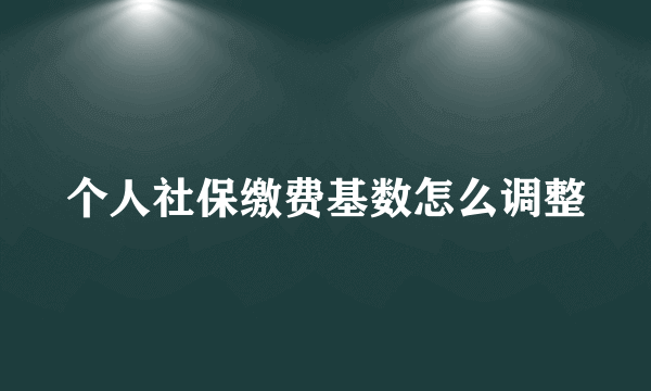 个人社保缴费基数怎么调整