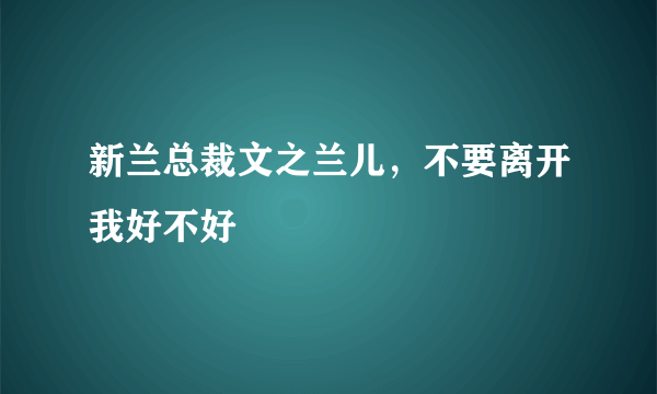 新兰总裁文之兰儿，不要离开我好不好