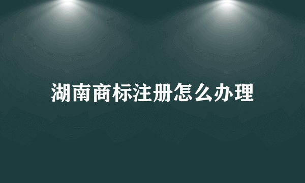 湖南商标注册怎么办理