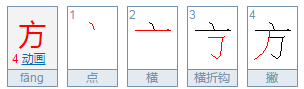 方向的方笔顺怎么写