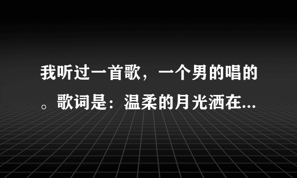 我听过一首歌，一个男的唱的。歌词是：温柔的月光洒在身上。好像是许嵩唱的、、半办说唱的