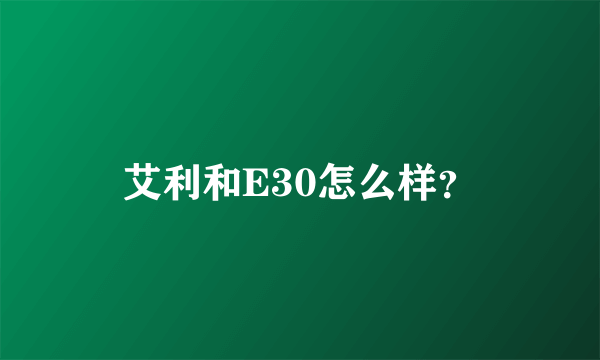 艾利和E30怎么样？