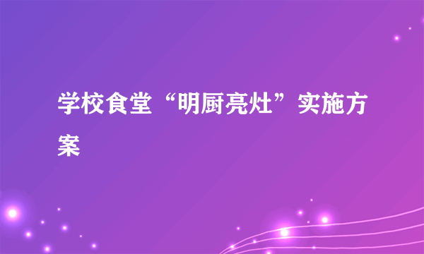 学校食堂“明厨亮灶”实施方案