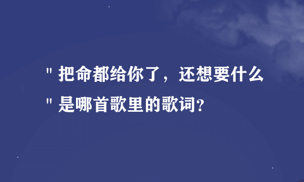 ＂把命都给你了，还想要什么＂是哪首歌里的歌词？