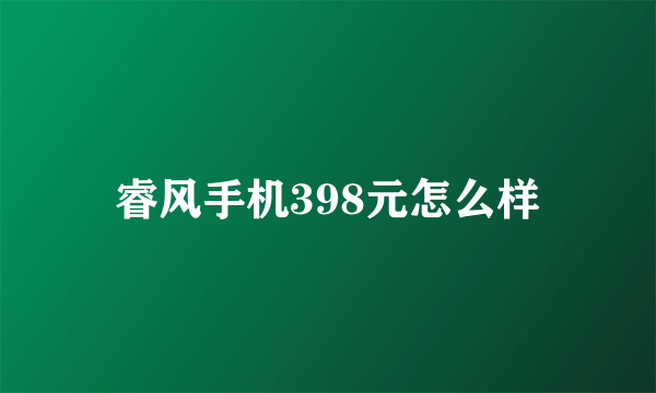 睿风手机398元怎么样