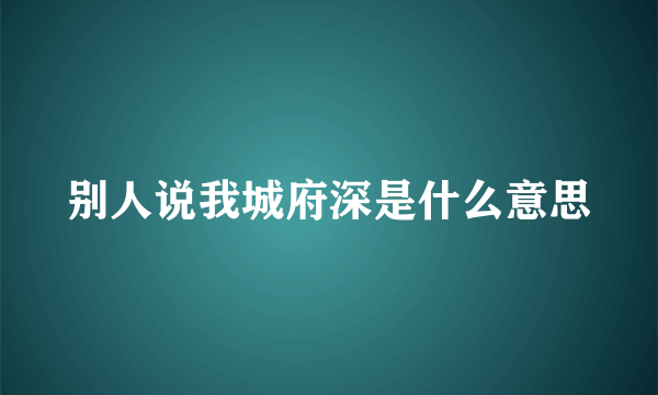 别人说我城府深是什么意思