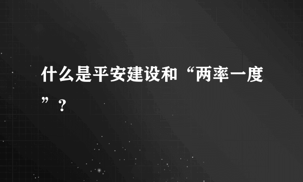 什么是平安建设和“两率一度”？