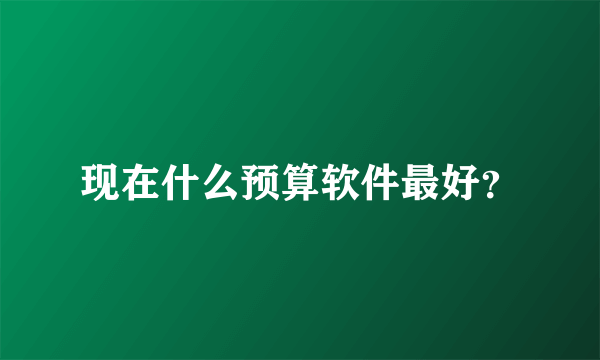 现在什么预算软件最好？