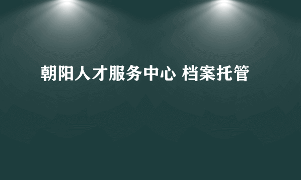 朝阳人才服务中心 档案托管