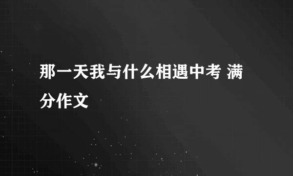 那一天我与什么相遇中考 满分作文