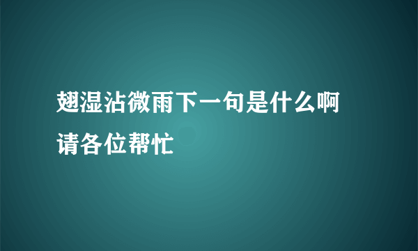 翅湿沾微雨下一句是什么啊 请各位帮忙