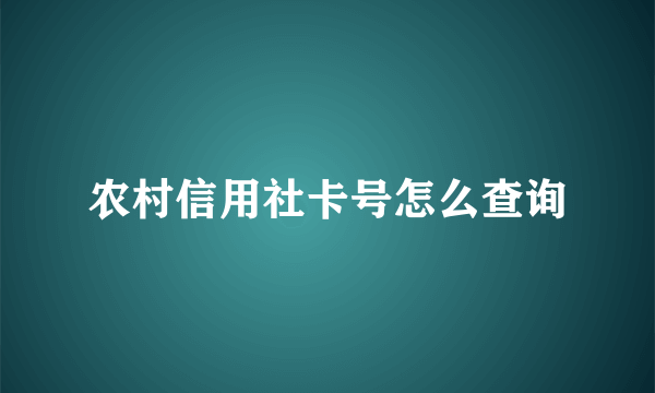 农村信用社卡号怎么查询