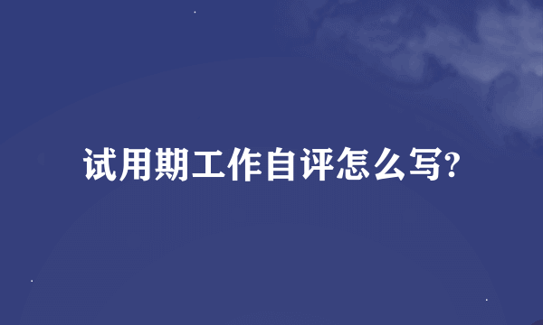 试用期工作自评怎么写?