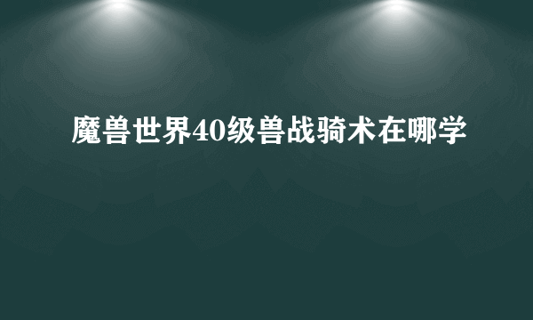 魔兽世界40级兽战骑术在哪学