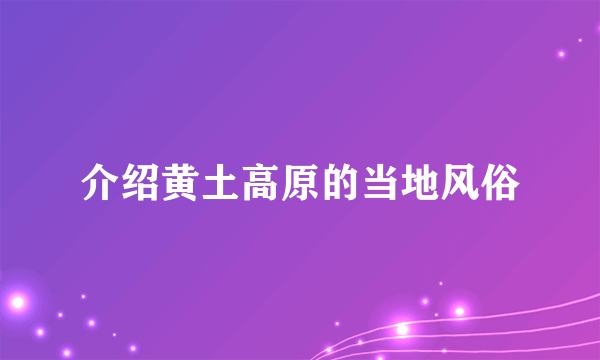 介绍黄土高原的当地风俗