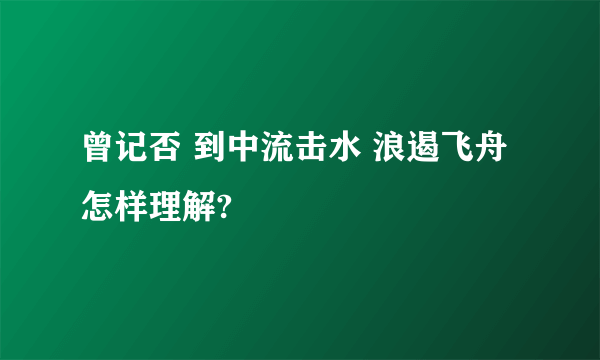 曾记否 到中流击水 浪遏飞舟怎样理解?