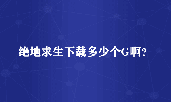 绝地求生下载多少个G啊？