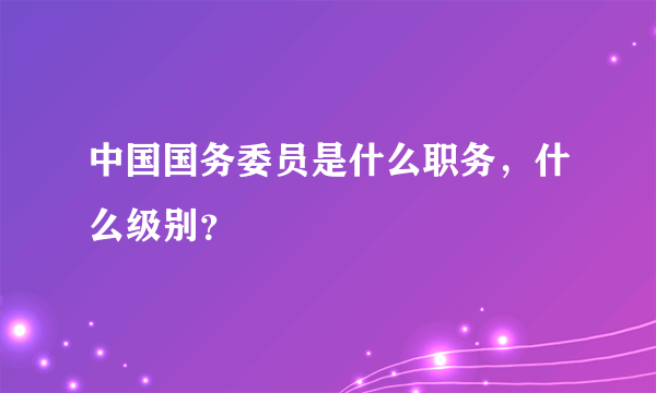 中国国务委员是什么职务，什么级别？