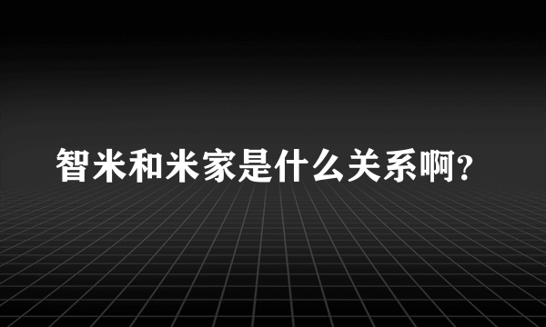 智米和米家是什么关系啊？