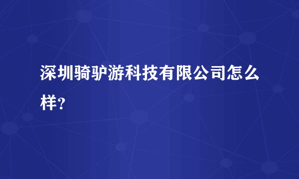 深圳骑驴游科技有限公司怎么样？