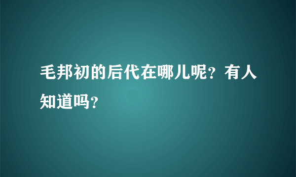 毛邦初的后代在哪儿呢？有人知道吗？