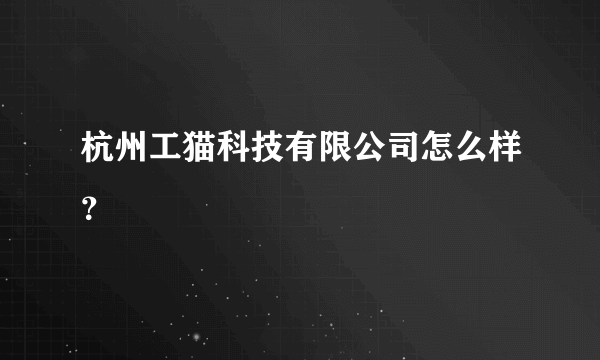 杭州工猫科技有限公司怎么样？